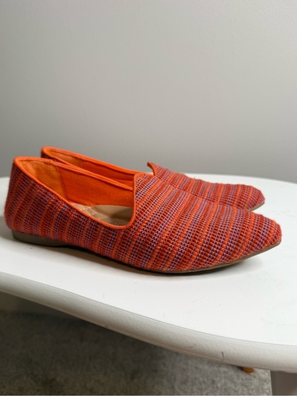 Birdies Orange Woven Slip-On Loafers